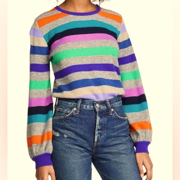 Jumper 1234 Sweaters - Jumper 1234 Rainbow Stripe Balloon Sleeve Cashmere Sweater.